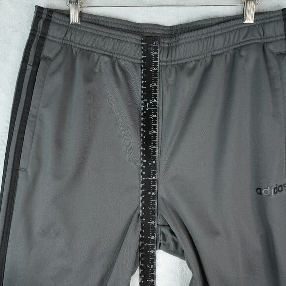 Adidas Pants Mens L 3-Stripes Tapered Gray Joggers Open Bottom Zippered Pockets - Picture 9 of 14